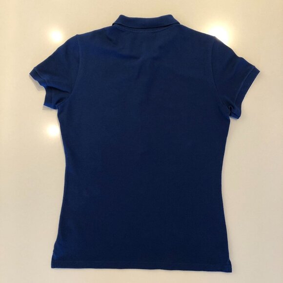 Lacoste Sporty SS 5 Button Collared Cotton Polo Shirt Cobalt Blue Sz 42 - Picture 3 of 7
